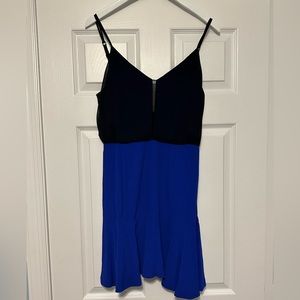 Sandro Paris Blue & Black A-line Mini Dress Adjustable Straps US size 4-6